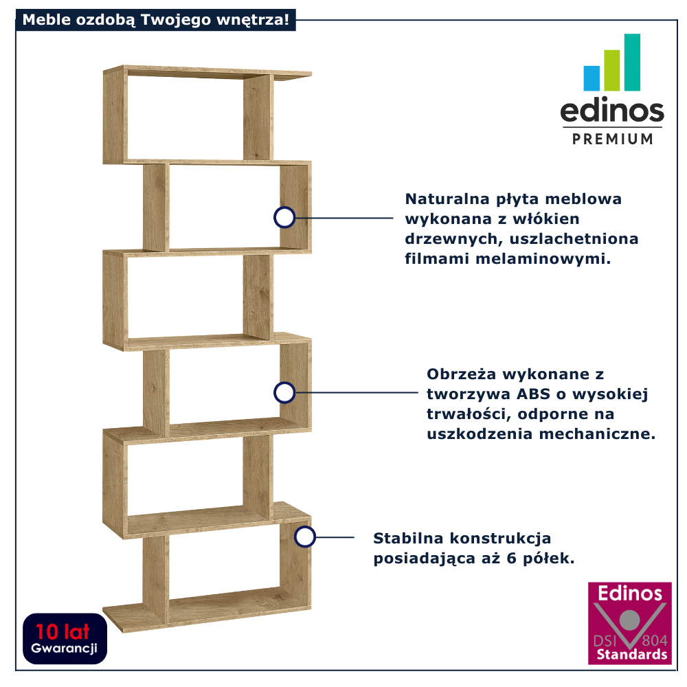 Infografika nowoczesnego regalu dab artisan