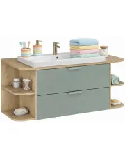 Zielona szafka pod umywalkę z półkami i szufladami - Verdessa 10X w sklepie Edinos.pl