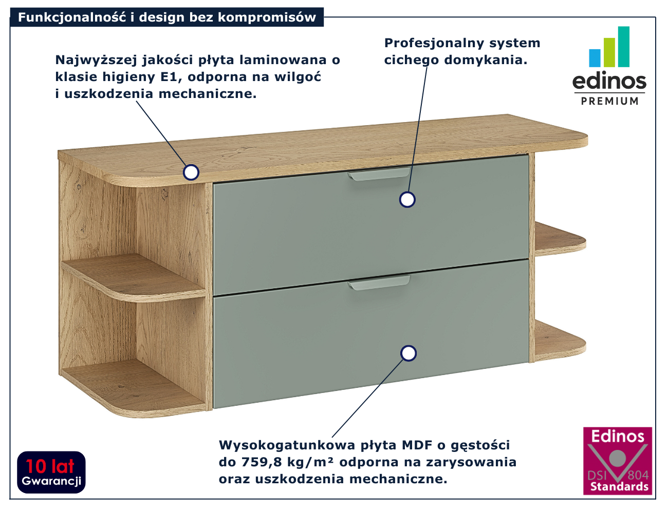 Nowoczesna zielona szafka pod umywalkę Verdessa 10X