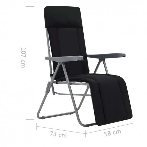 Wymiary zestawu czarnych składanych krzeseł ogrodowych Noel