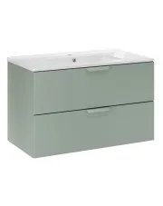 Zielona wisząca szafka łazienkowa z umywalką - Verdessa 12X 80 cm w sklepie Edinos.pl