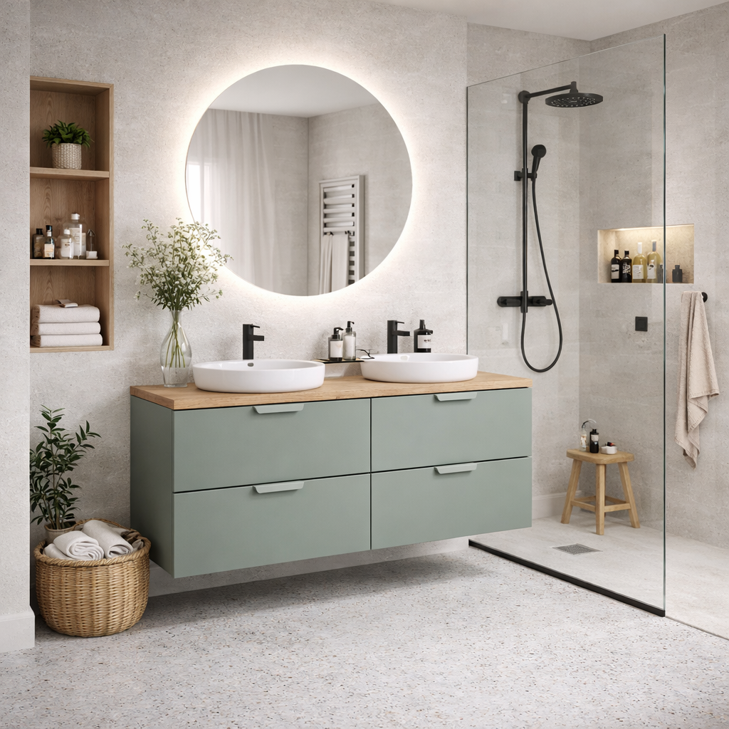 Aranżacja łazienki z kolekcją mebli łazienkowych Verdessa 