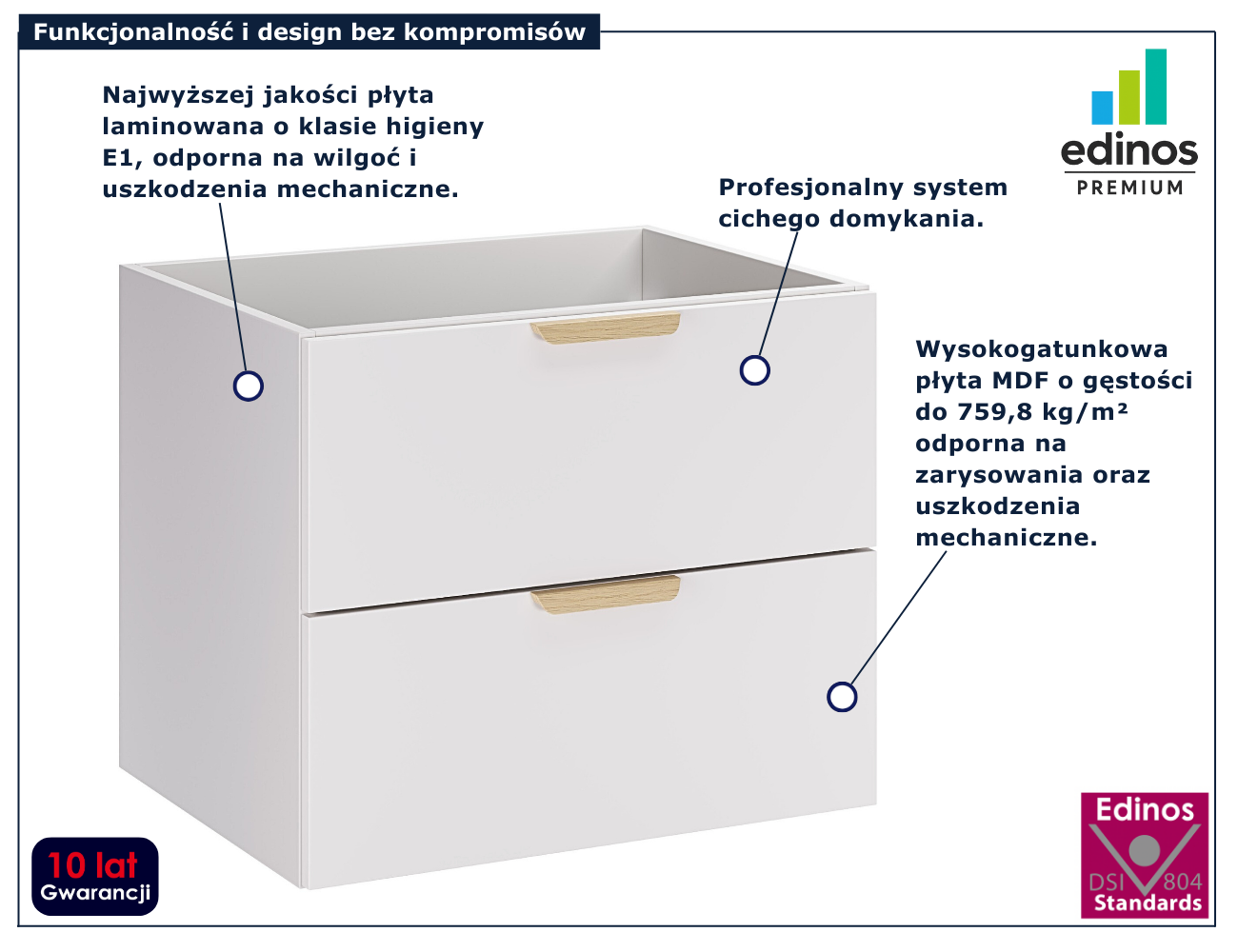 Biała wisząca szafka pod umywalkę Verdessa 3X