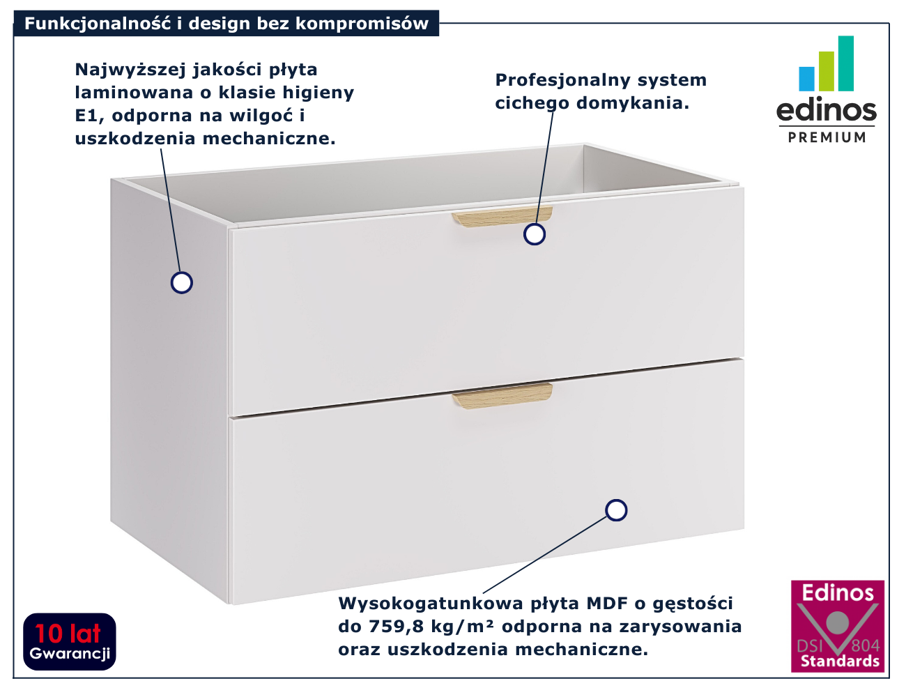 Biała wisząca szafka pod umywalkę Verdessa 3X 80 cm