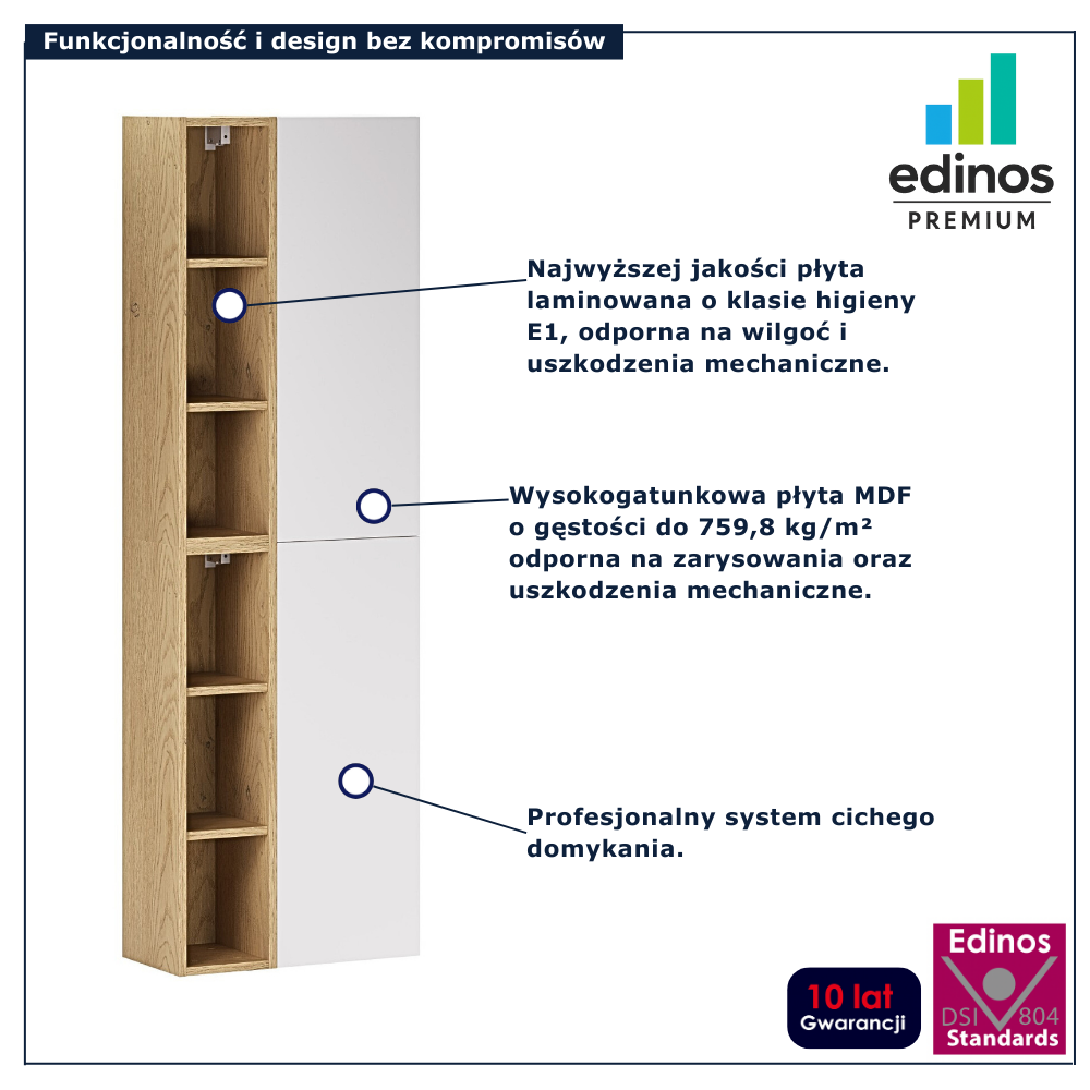 Nowoczesny biały słupek łazienkowy Verdessa 5X