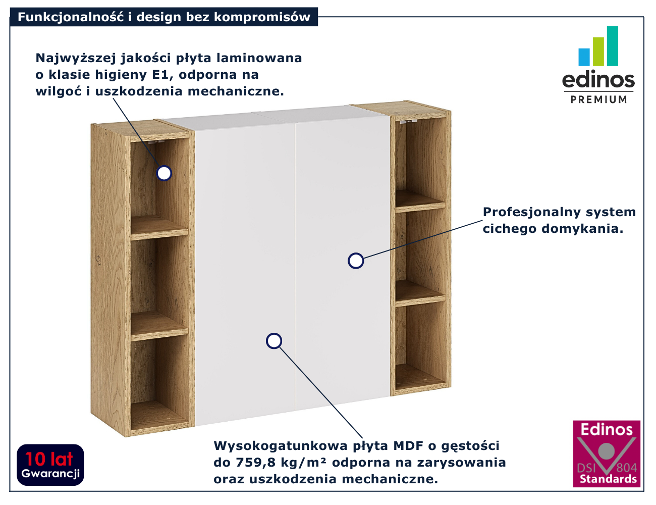 Nowoczesna biała szafka ścienna do łazienki Verdessa 6X