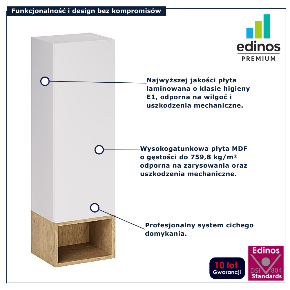 Nowoczesna biała szafka ścienna do łazienki Verdessa 7X