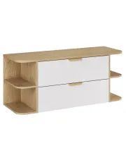 Biała szafka pod umywalkę z półkami i szufladami - Verdessa 10X w sklepie Edinos.pl