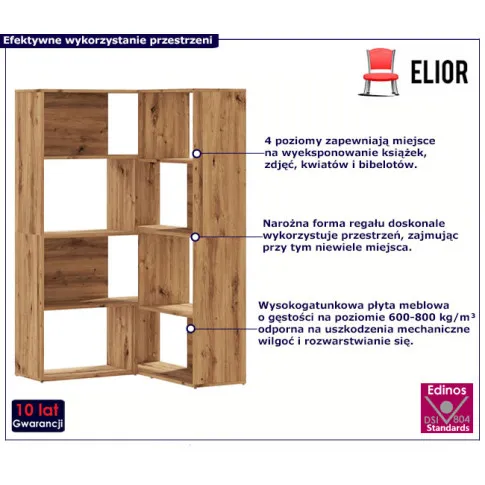 Fotografia Otwarty regał narożny dąb artisan - Zorpa z kategorii Regały