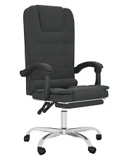 Czarne rozkładane krzesło biurowe z podnóżkiem masujące - Pexo w sklepie Edinos.pl