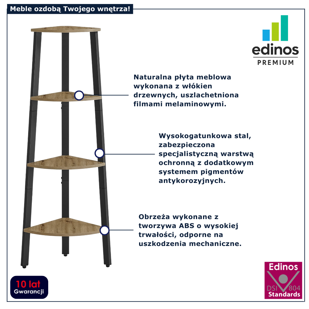 infografika regału z 4 pólkami