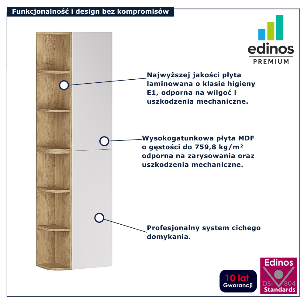 Wiszący biały słupek łazienkowy Verdessa 11X