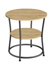 Okrągły stolik kawowy z półką dąb artisan - Ineo 3X w sklepie Edinos.pl