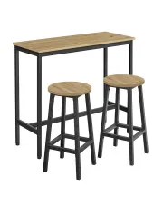 Industrialny stół barowy z 2 stołkami dąb artisan - Vega 4X w sklepie Edinos.pl