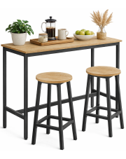 Industrialny stół barowy z 2 stołkami dąb artisan - Vega 4X w sklepie Edinos.pl