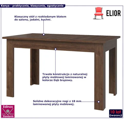 Fotografia Stół z rozkładanym blatem brązowy dąb - Samar 11X z kategorii Stoły