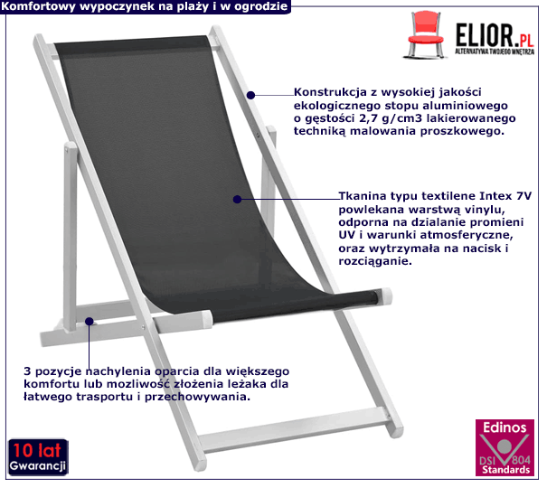 Leżaki plażowe aluminiowe składane Amira