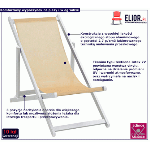 Zdjęcie komplet kremowych leżaków na plażę, taras Landix | Edinos.pl