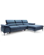 Granatowy narożnik welurowy rozkładany - Tregio w sklepie Edinos.pl