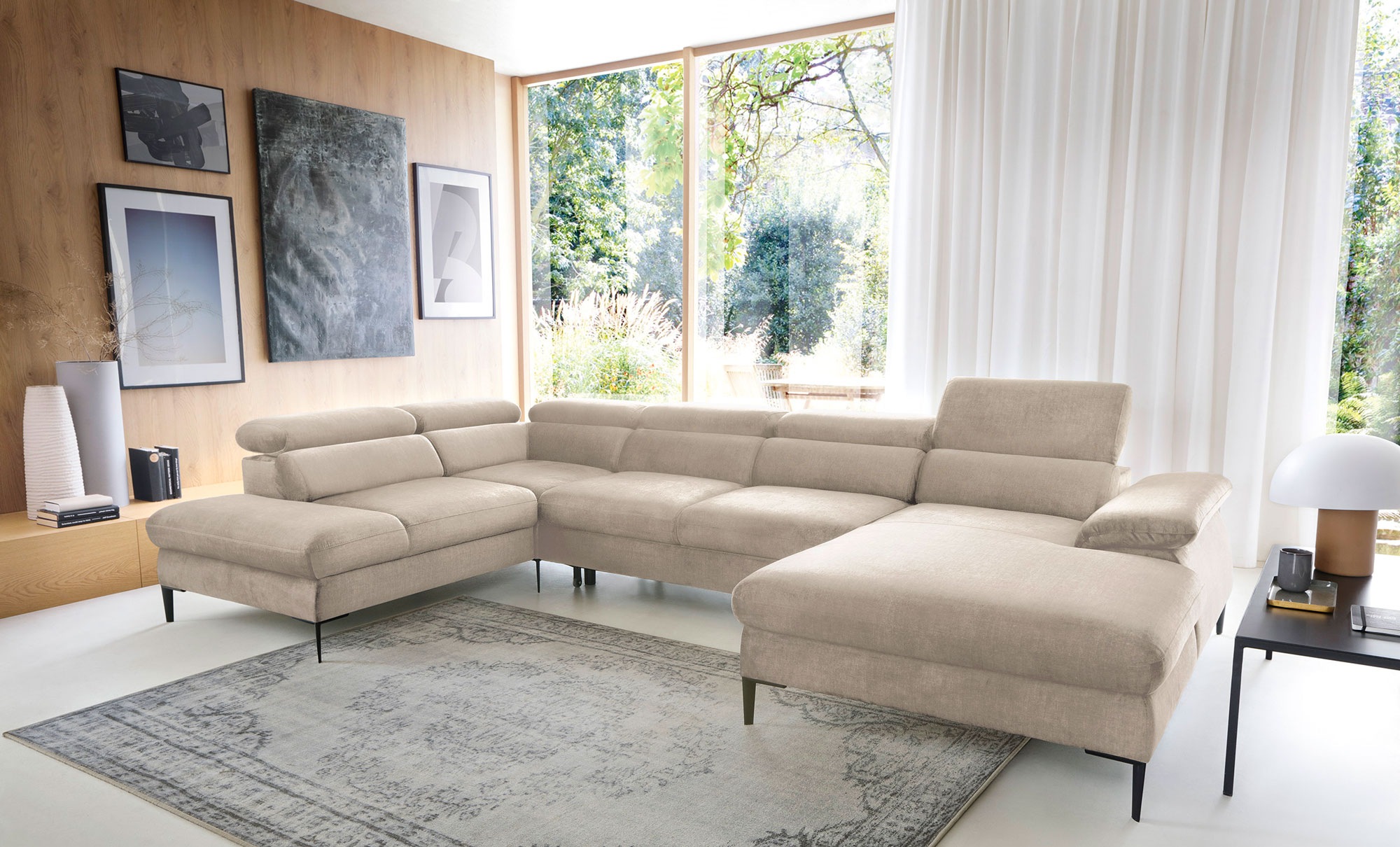 Przykładowa aranżacja wnętrza z narożnikiem u Perioz krem