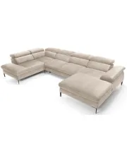 Kremowa kanapa narożna w kształcie litery u - Perioz w sklepie Edinos.pl