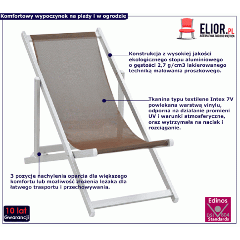 Zdjęcie składane brązowe tekstylne krzesła plażowe Amira | Edinos.pl