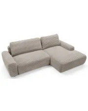 Sztruksowa kanapa narożna rozkładana taupe - Obelis w sklepie Edinos.pl