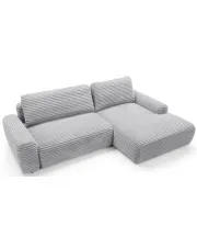 Szara sztruksowa kanapa narożna z funkcją spania - Obelis w sklepie Edinos.pl