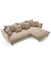 Beżowy welurowy narożnik rozkładany - Geriosso w sklepie Edinos.pl