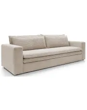 Waniliowa sztruksowa kanapa z pojemnikiem - Eriena 3X w sklepie Edinos.pl