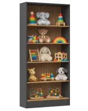 Otwarty regał na zabawki antracyt + dąb artisan - Fawios 4X w sklepie Edinos.pl