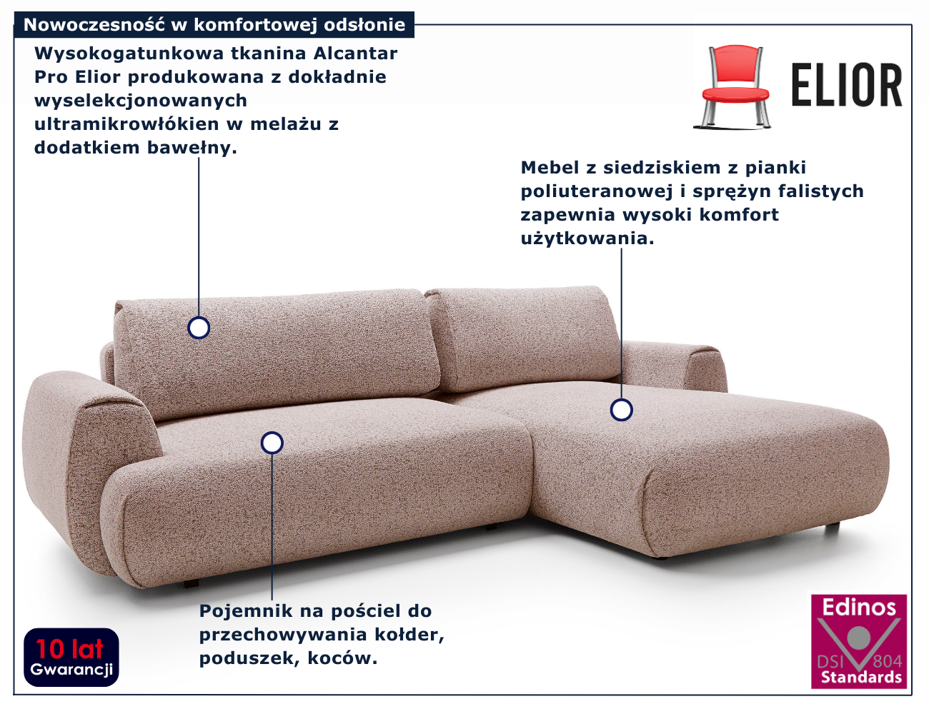 Melanżowy narożnik rozkładany w odcieniach fioletu Mezzia 3X