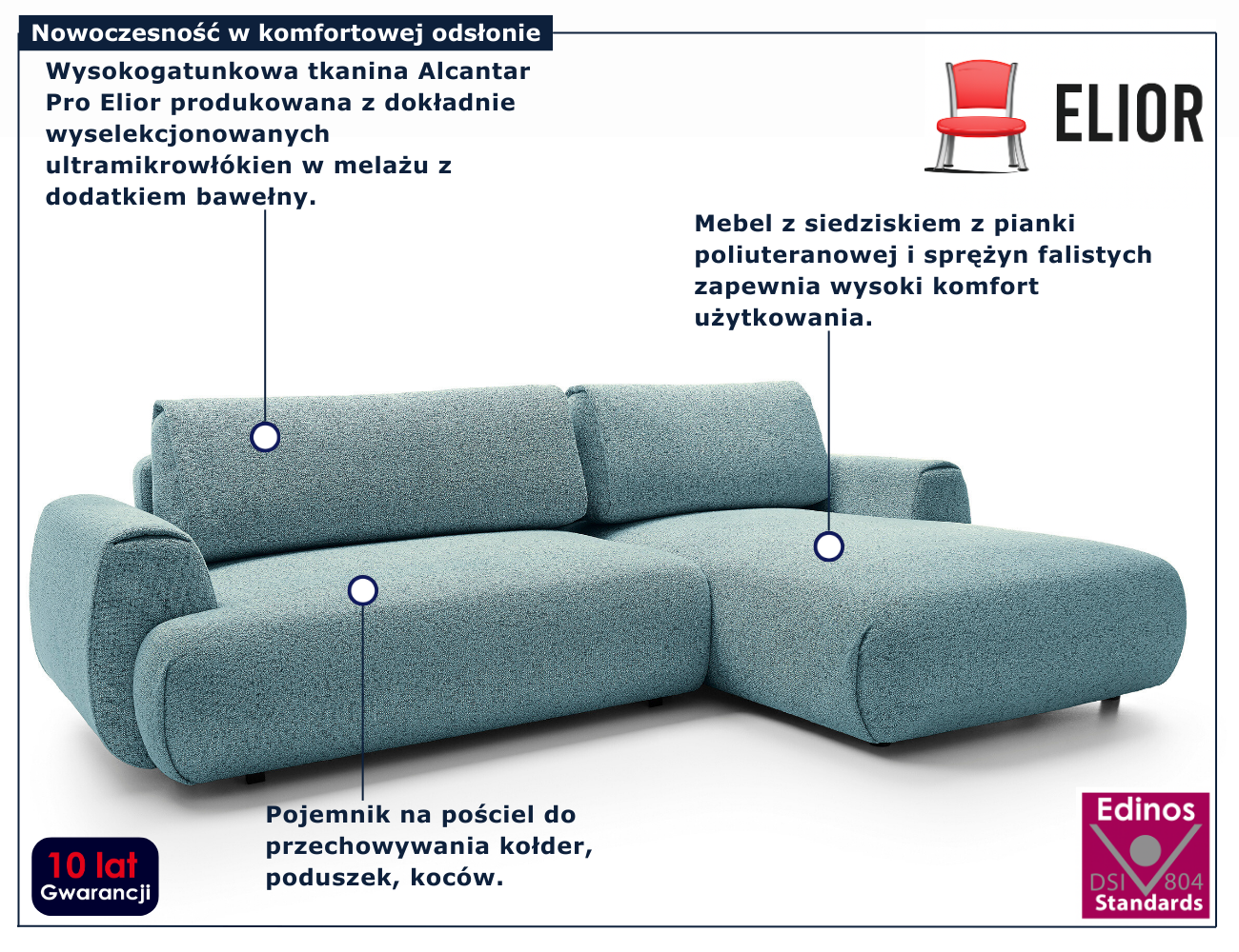 Szaroniebieski narożnik do salonu Mezzia 3X