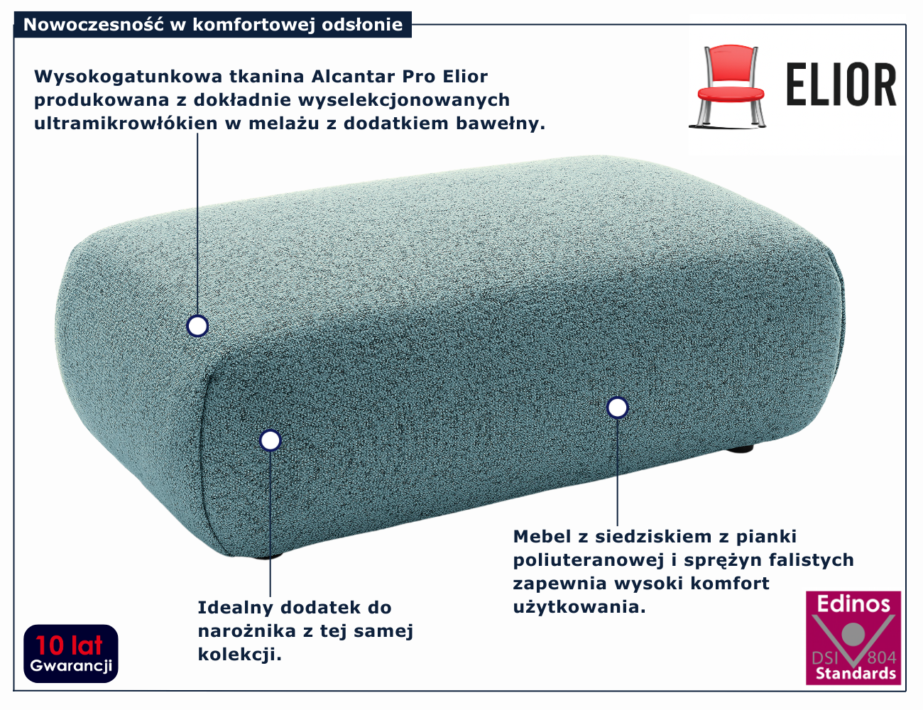 Duża szaroniebieska pufa nowoczesna Mezzia 4X