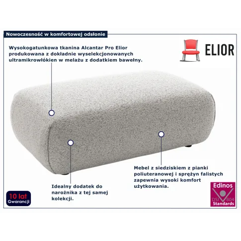 Prostokątna melanżowa pufa Mezzia 4X jasny szary