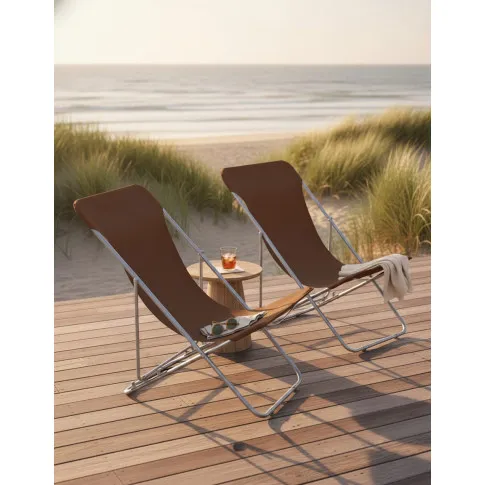 Fotografia Zestaw leżaków plażowych Vestilo - brąz z kategorii Meble ogrodowe
