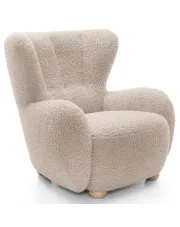 Beżowy fotel skandynawski baranek - Palori w sklepie Edinos.pl
