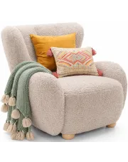 Beżowy fotel skandynawski baranek - Palori w sklepie Edinos.pl