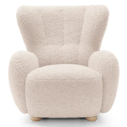 Kremowy fotel do pokoju boucle Palori
