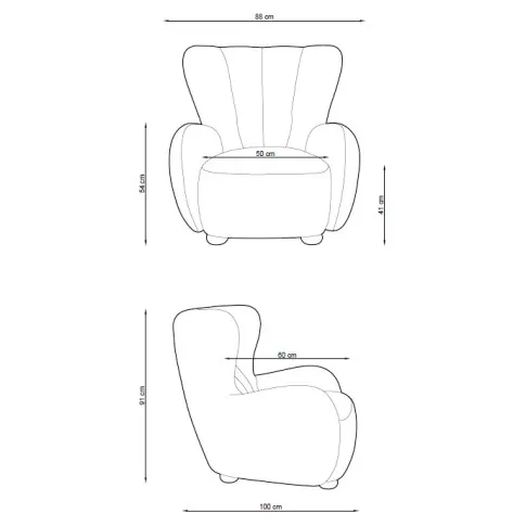 Wymiary fotela tapicerowanego typu baranek Palori