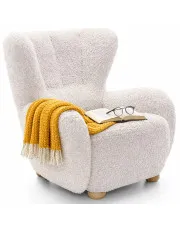 Biały fotel uszak boucle do pokoju - Palori w sklepie Edinos.pl