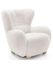 Biały fotel uszak boucle do pokoju - Palori w sklepie Edinos.pl