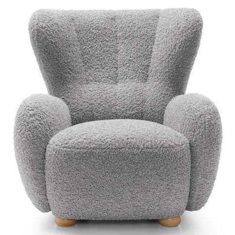 Szary fotel baranek w stylu skandynawskim Palori
