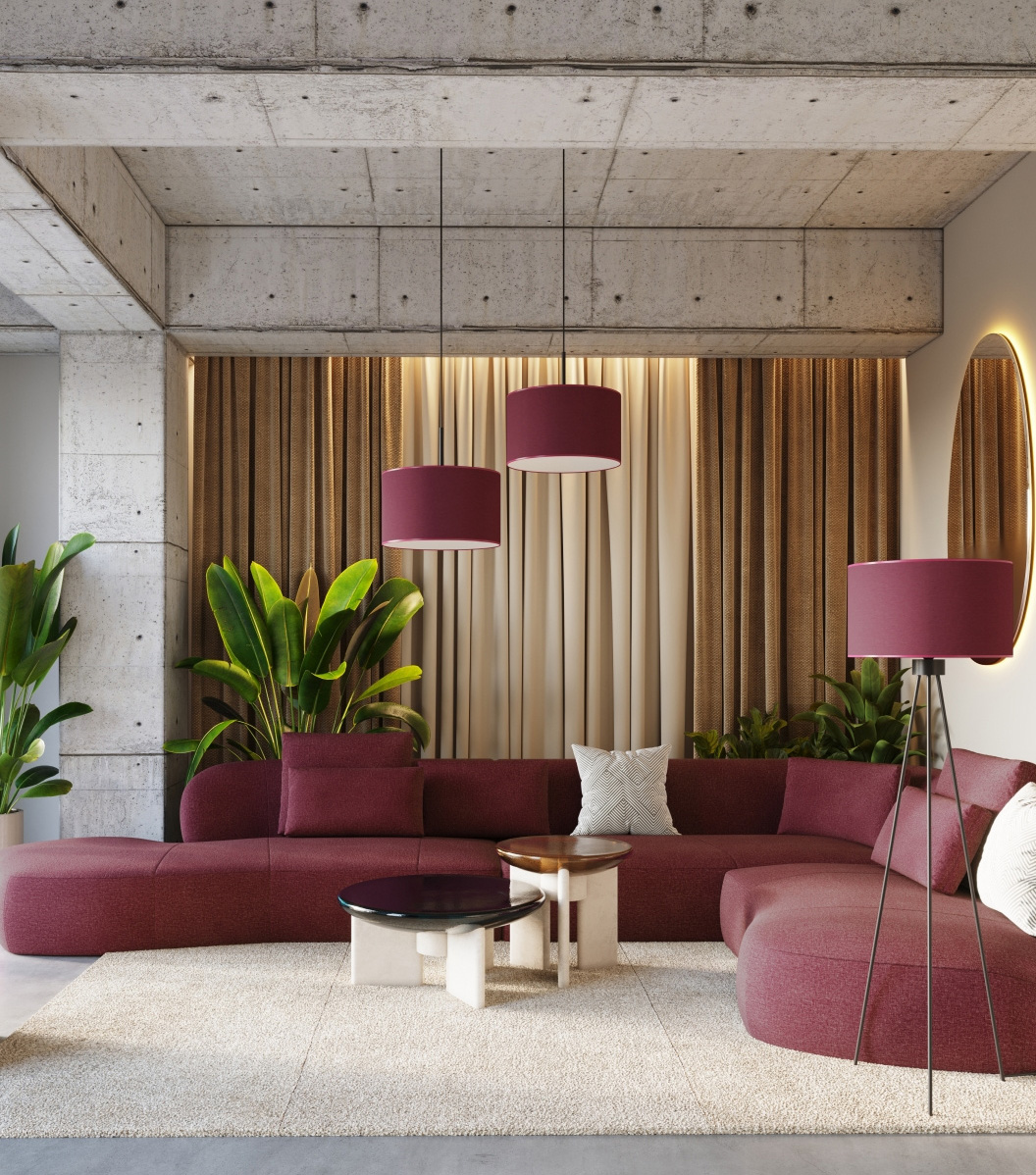 Burgundowa lampa do nowoczesnego salonu burgund M160-Lawezo