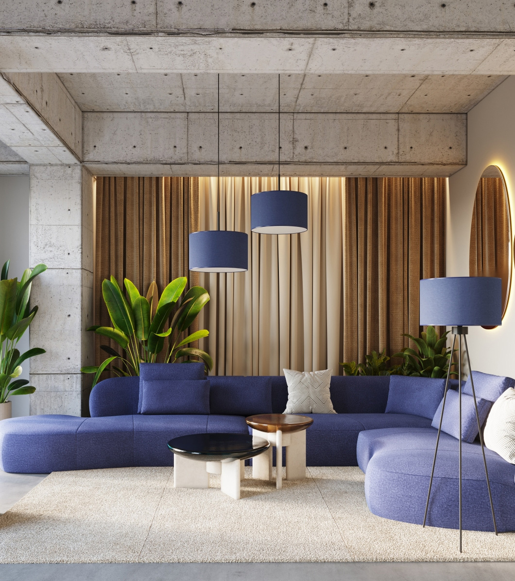 Wnętrze z lampą wiszącą z abażurem M161-Lawezo