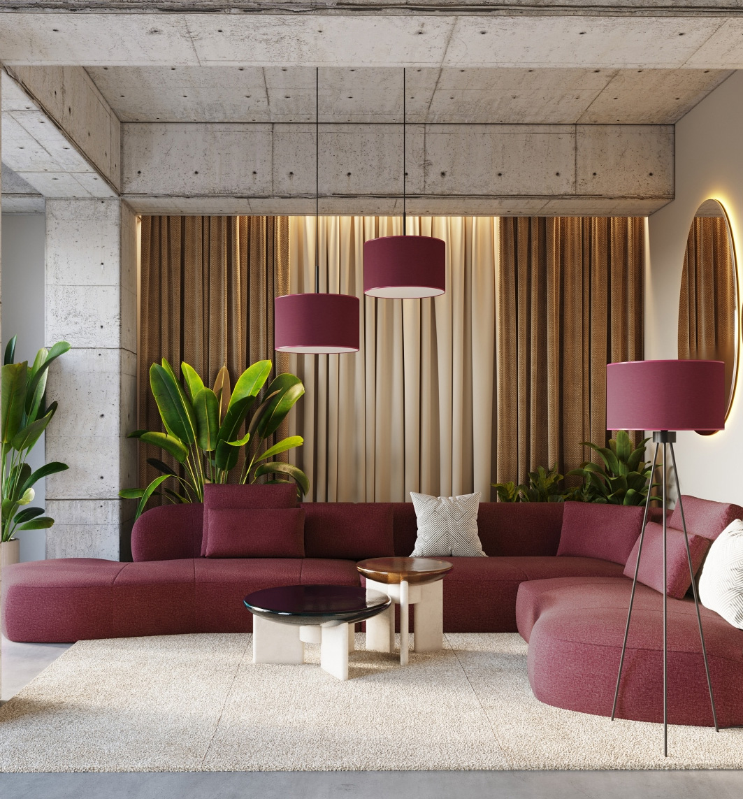 Regulowana lampa z burgundowym abażurem M161-Lawezo