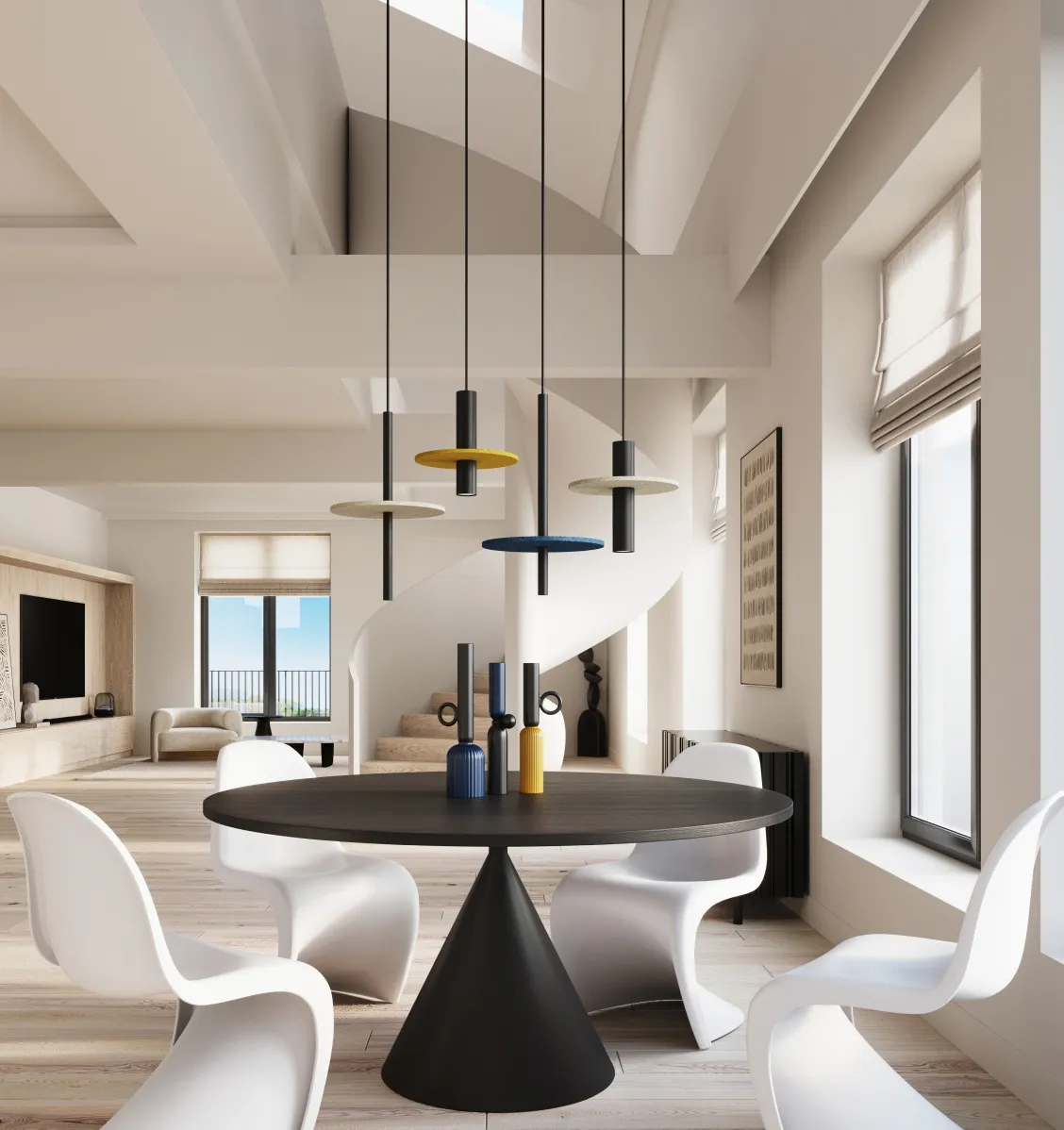 Wizualizacja salonu z designerską lampą M162-Zerpen