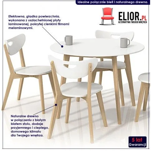 Fotografia Okrągły stół Kizo S6 - biały z kategorii Stoły