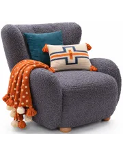 Czarny fotel boucle typu uszak - Palori w sklepie Edinos.pl