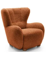 Czerwony włochaty fotel uszak boucle - Palori w sklepie Edinos.pl